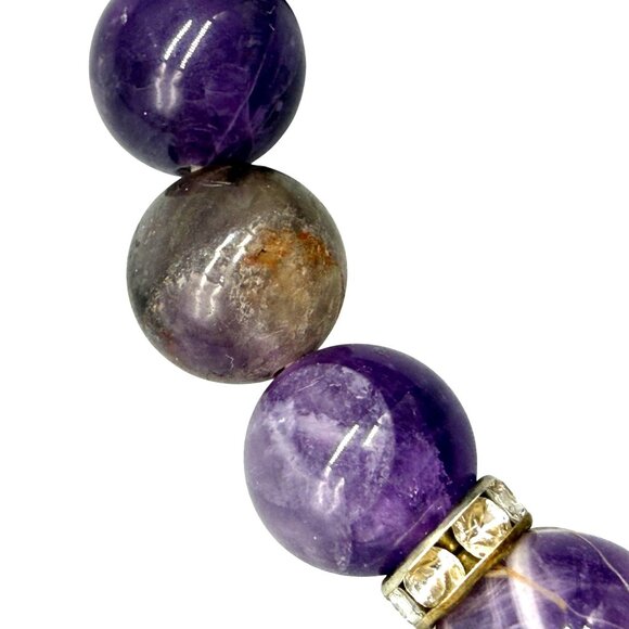 Bracelet Beaded Stretch Purple Gemstone Rhinestone Layering 2 inches diameter - Picture 2 of 4